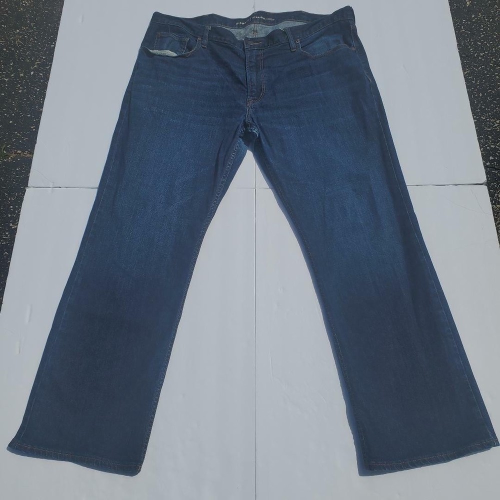 Old Navy Men's Dark Wash Straight Stretch Distressed Denim Jeans Size 42 X 32